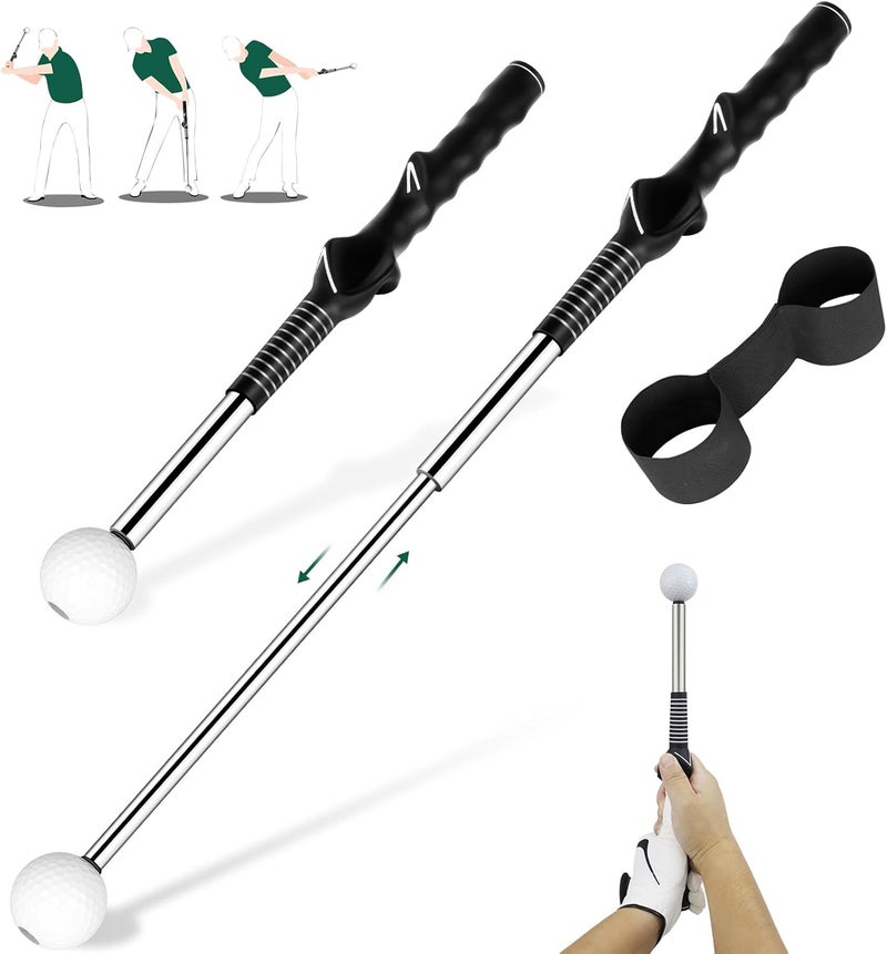 KALAUTO Golf Grip Swing Training Aid - Retractable Click Club Trainer Indoor Practice Warm Up Stick Flexible Telescopic Short Club Tempo Sound Release Trainer Devices - Image 1